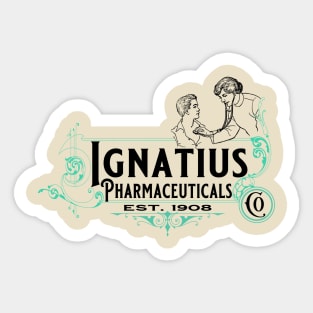 Ignatius Pharmaceuticals Shirt - Black Text Sticker